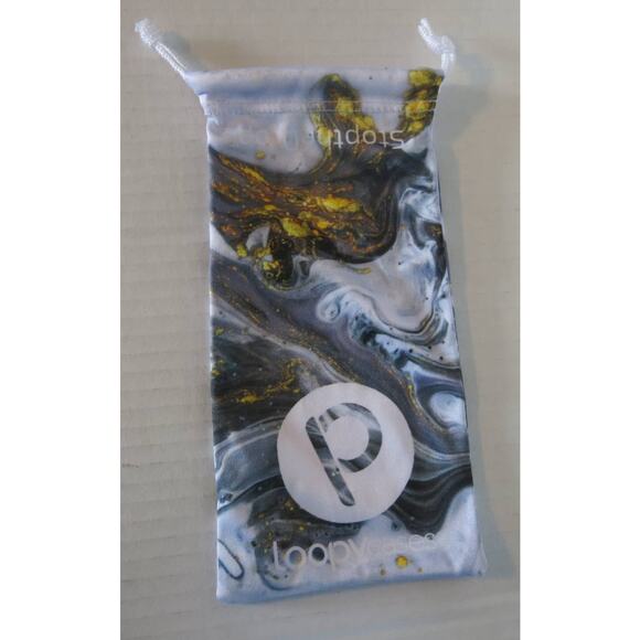 STOP THE DROP LOOPY CASE Drawstring Bag Waves Swirls Gray Yellow Pouch - Picture 1 of 9